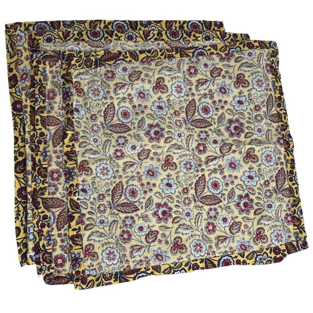 Williams Sonoma Cloth Napkins Floral Yellow English Country 20